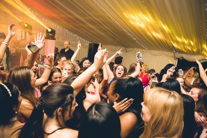 All the guests singing along with the band