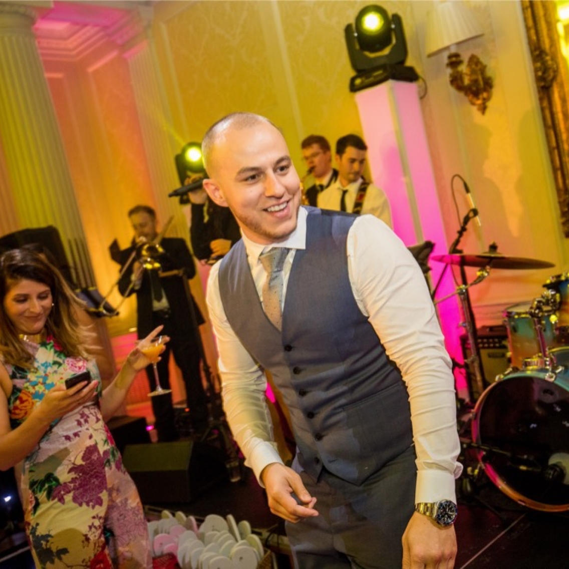 groom dancing with band hedsor tallow